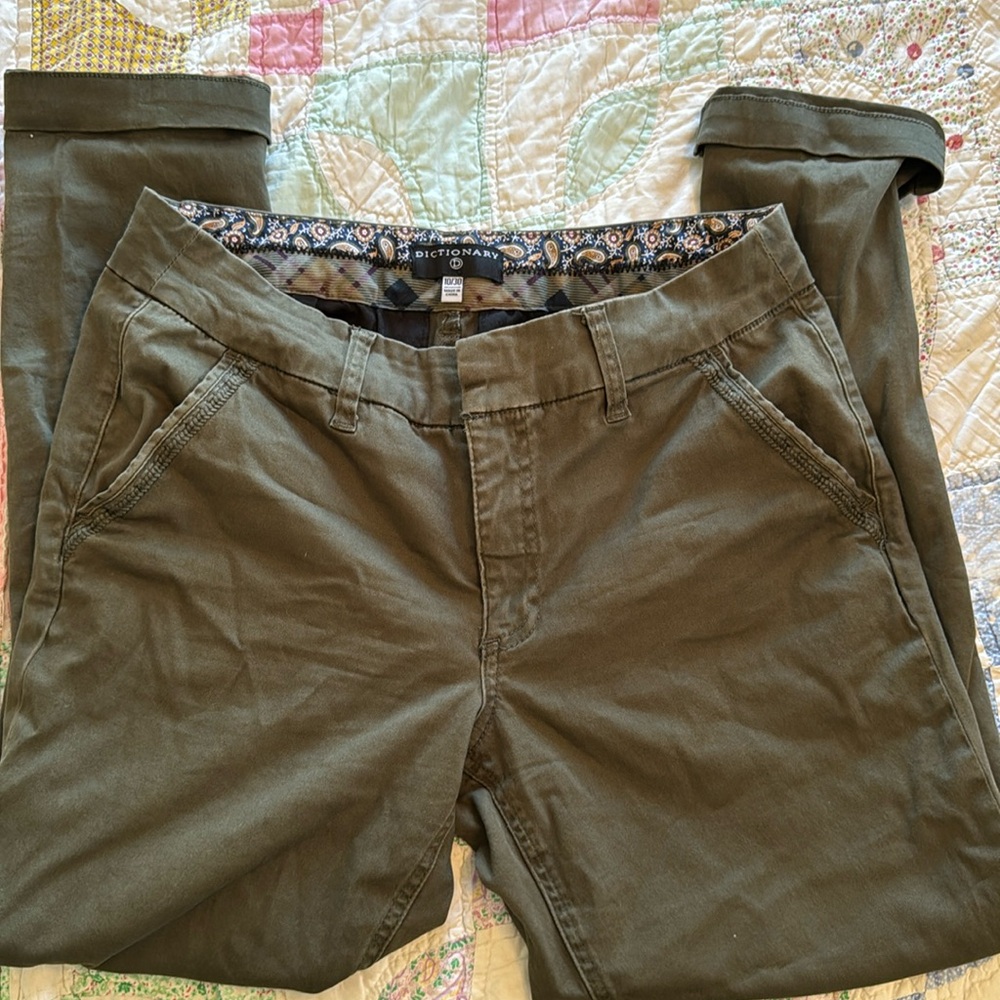 Dictionary green khakis size 10  30 waist